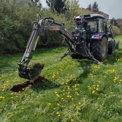 Sadzenie drzew na terenie na osiedlu Piastów